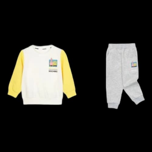 (GS) Skechers x SpongeBob SquarePants Casual Set 'White Yellow Grey'