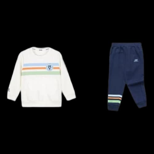 (GS) Skechers Colorful Striped Cartoon Printed Sweatshirt and Casual Pants Suit 'White Blue'