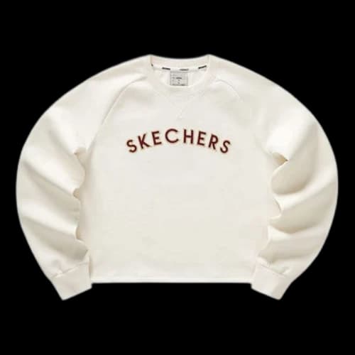 Skechers Logo Printed Crew Sweater 'White Red' (Women's)