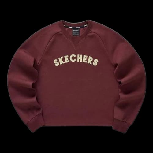 Skechers Logo Printed Crew Sweater 'Burgundy White' (Women's)
