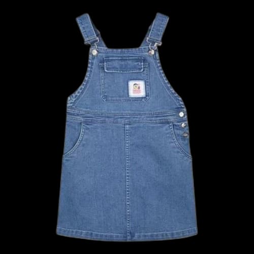 (GS) Skechers Solid Color Denim Overall Fitted Sleeveless Dress 'Blue'