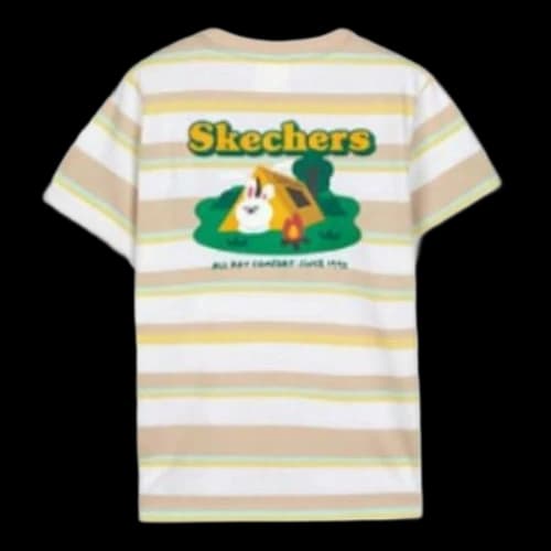 (GS) Skechers Stripe Graphic T-Shirt 'White Green Beige'