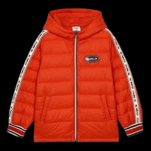 (GS) Skechers SKX Short Down Jacket 'Orange Black Green'