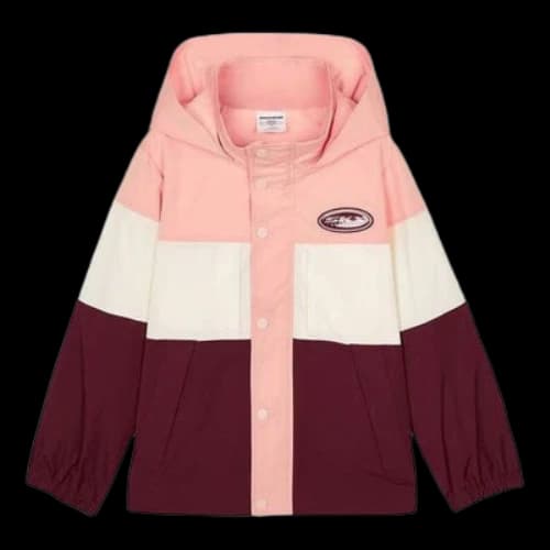 (GS) Skechers SKX Color-Block Patchwork Letter Logo Print Jacket 'Pink White Burgundy'