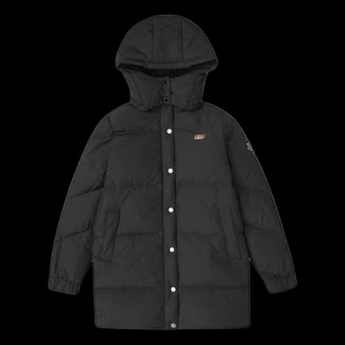 Skechers Mid-Length Warm Hooded Down Jacket 'Black Pink' (Women's)