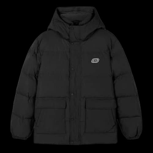Skechers Woven Hooded Casual Sports Down Jacket 'Black White Green'