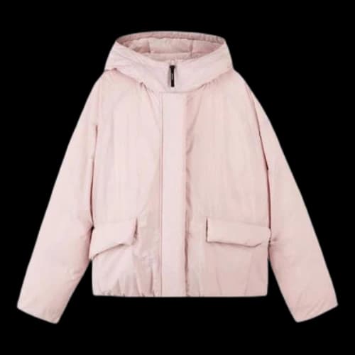Skechers Solid Color Concealed Zip Elastic Cuff Hooded Down Jacket 'Pink White' (Women's)