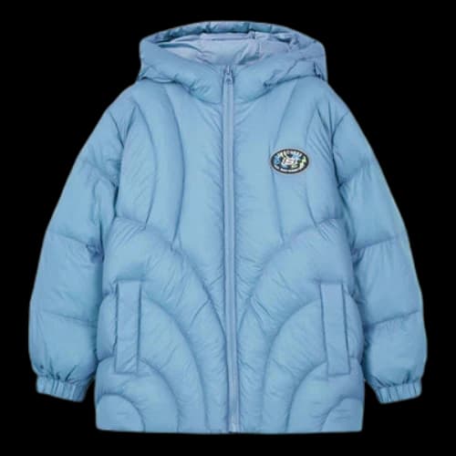 )GS) Skechers Casual Solid Color Woven Mid-Length Hooded Down Jacket 'Blue'
