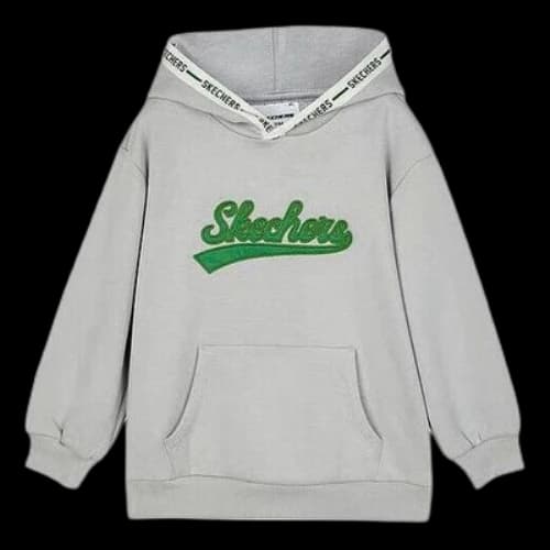 (GS) Skechers Logo Printed Hoodie 'Grey Green'