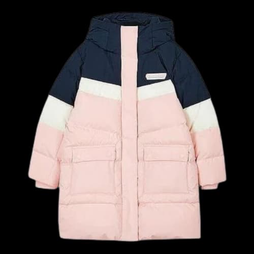 (GS) Skechers Casual Long Down Jacket 'Pink White Navy'