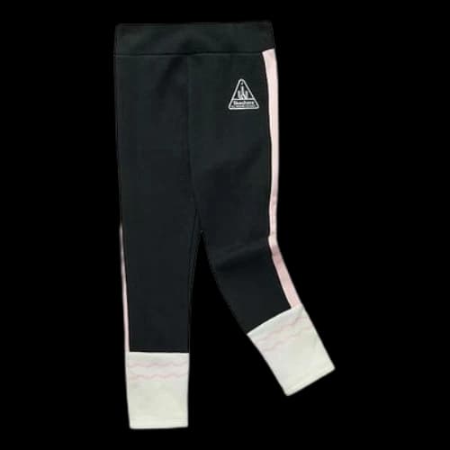 (GS) Skechers Mid-Waist Straight Tight Fleece Lined Leggings 'Black White Pink'
