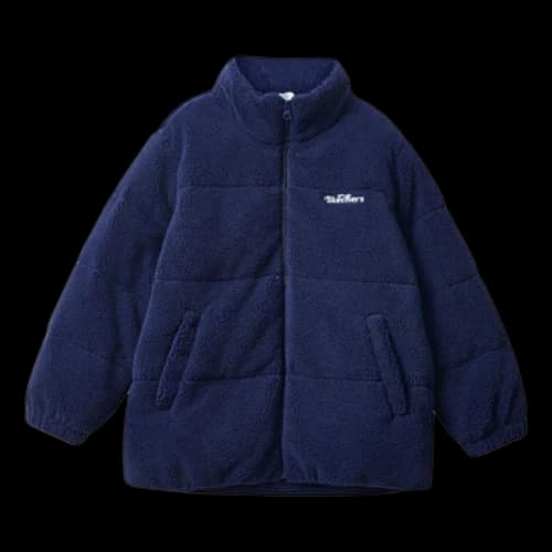 (PS) Skechers Colorful Casual Series Letter Zip-up Long Sleeve Furry Jacket 'Navy'