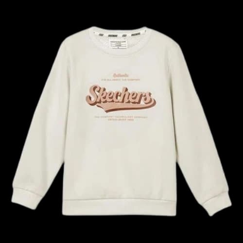 (GS) Skechers Colorful Casual Series Letter Round Neck Fleece Pullover Sweater 'White Pink'