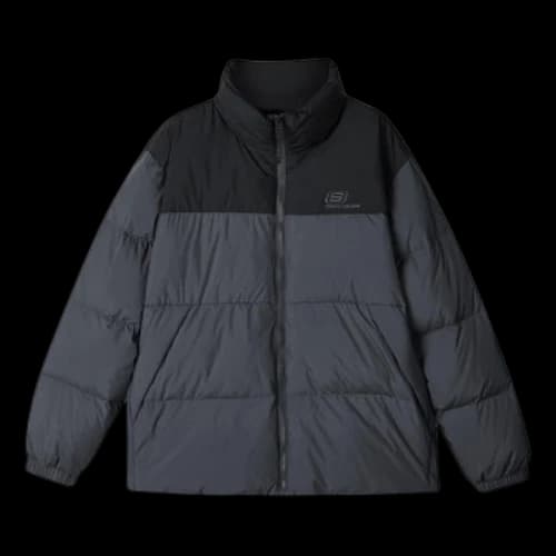 Skechers Fashion Logo Printed Down Jacket 'Black Grey'