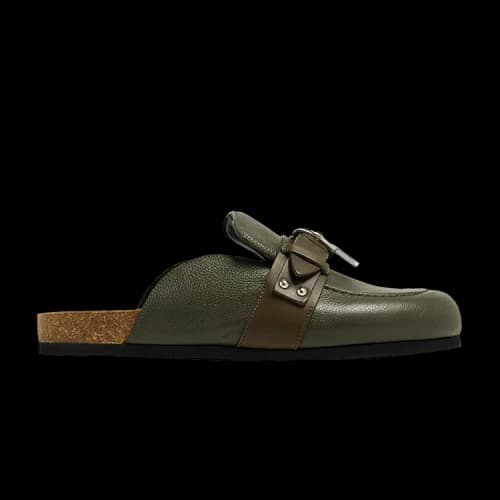 JW Anderson Padlock Loafer Leather Mules 'Dark Olive'