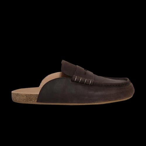 JW Anderson Stitch Loafer Suede Mules 'Deep Walnut'