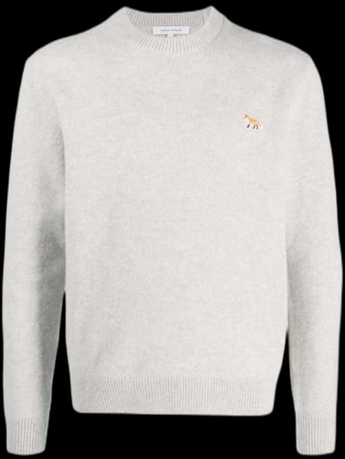 Maison Kitsune Baby Fox Patch Regular Jumper Light Grey