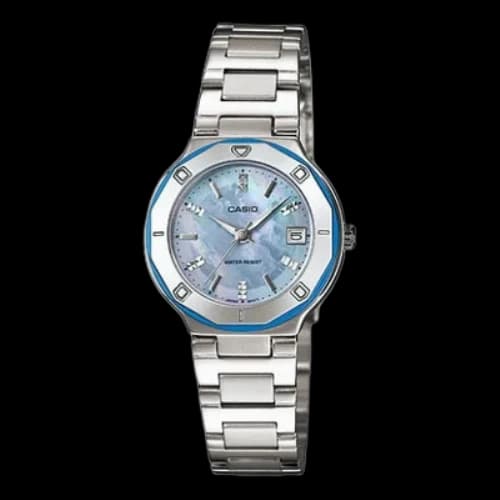 CASIO quartz Stainless Steel Case Light Blue waterproof Watch Analog