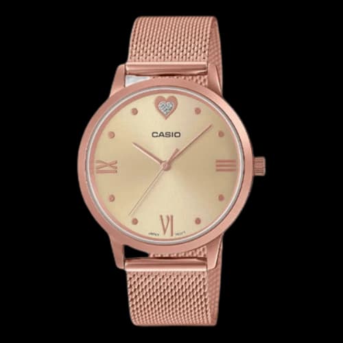 CASIO Stylish Simplicity Waterproof Pink Metallic Strap Watch