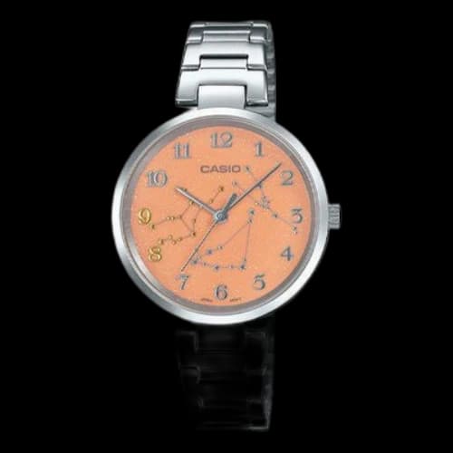 CASIO Quartz 32mm Yellow Constellation Dial Silver Stainless Steel Case Watch Analog