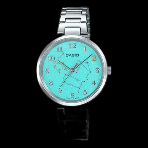 CASIO Light Blue Pattern quartz Silver Analog