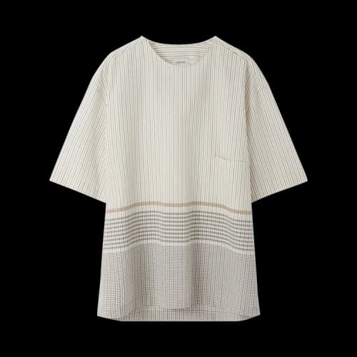 Lemaire Button Neck Shirt 'Carbon/Ecru'