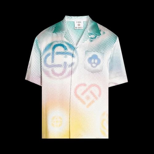 Casablanca Cuban Collar Short-Sleeve Shirt 'Halftone Logos Repeat'
