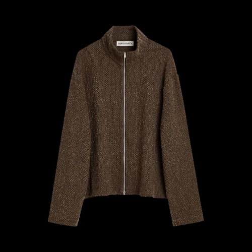 Our Legacy Shrunken Fullzip Polo Coat 'Brown Sparse Buckle Weave'