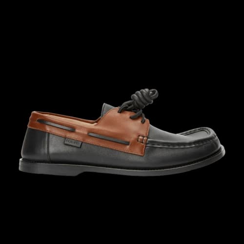 LOEWE Campo Boat Shoe Dark Caramel Black