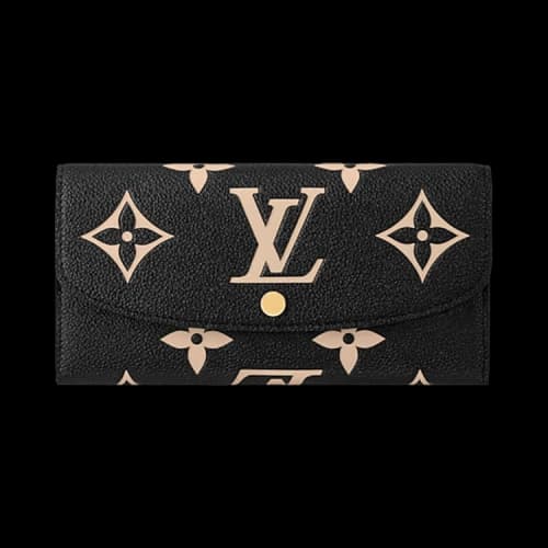 Louis Vuitton Emilie Wallet 'Black/Beige Monogram Embossed Empreinte Cowhide Leather'