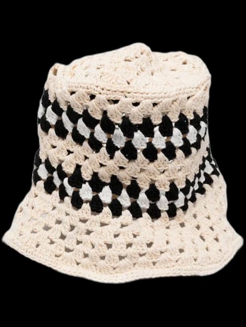 AMIRI Crochet Bucket Hat Beige/Black/White