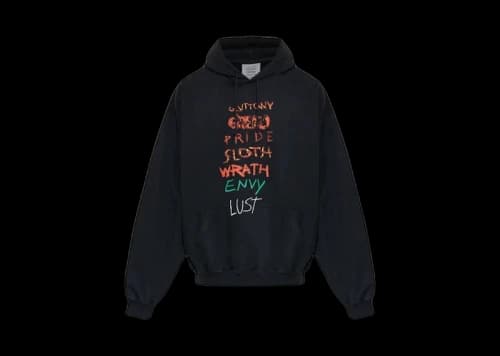 Vetements 7 Sins Hoodie Washed-Out Black