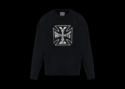 Vetements Double Biker Cross Logo Sweater Black