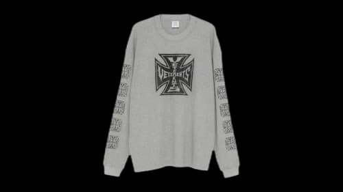Vetements Biker Cross Waffle Longsleeve Sweats Grey Melange
