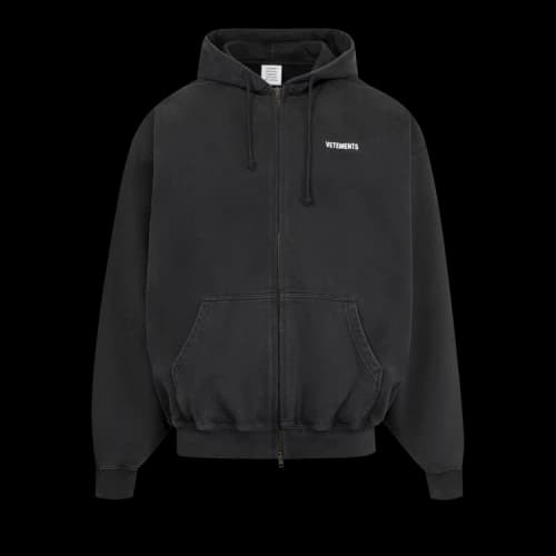 Vetements Iconic Logo Zip-Up Hoodie 'Black'