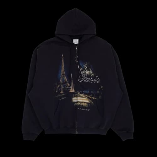 Vetements Paris Tourist Zip Up Hoodie 'Black'
