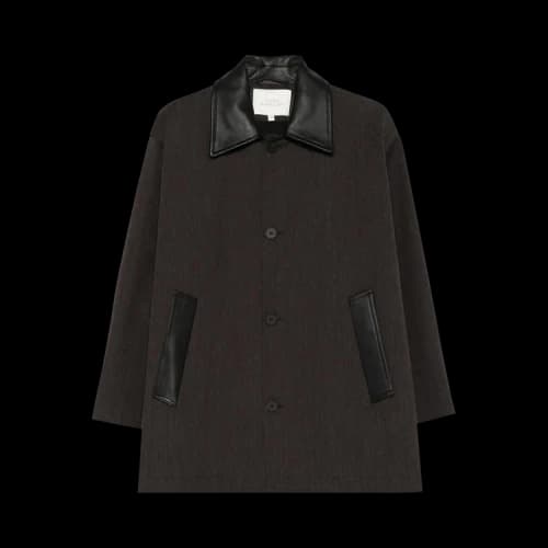 Studio Nicholson Leather Collar Chore Coat 'Brown Marl'