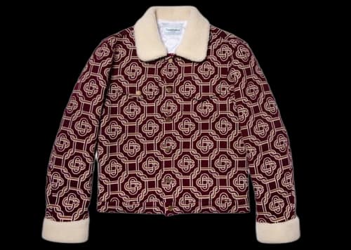 Casablanca Monogram Sherpa Denim Jacket Bordeaux