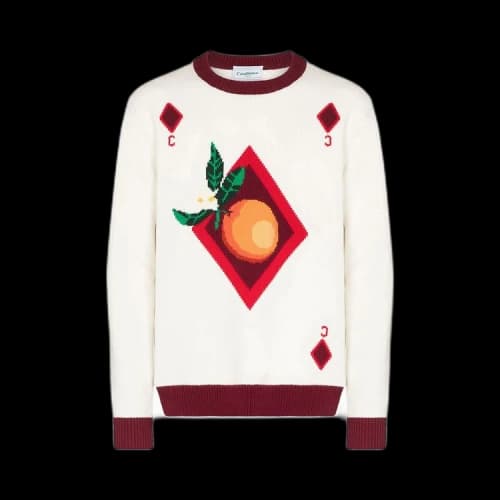 Casablanca Orange Card Intarsia Sweater 'Off White'