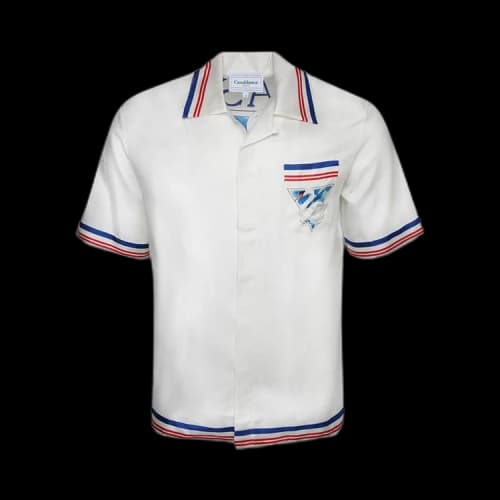 Casablanca Cuban Collar Short-Sleeve Shirt 'Casablanca Par Avion'