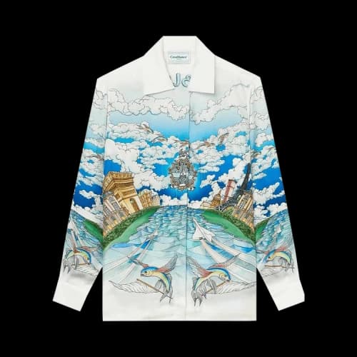 Casablanca Cuban Collar Long-Sleeve Shirt 'White'