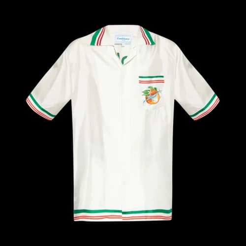 Casablanca Knitted Collar Short-Sleeve Shirt 'Orbite Au Tour De L'Orange'