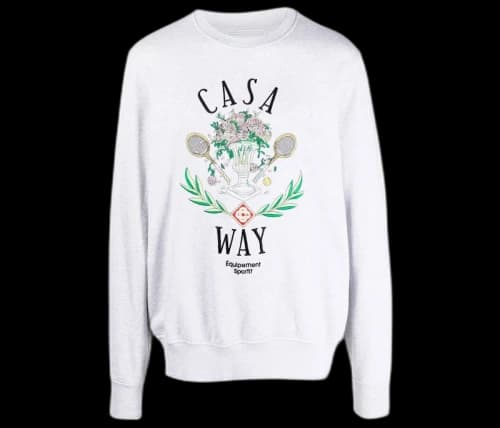 Casablanca Logo Embroidered Crew Neck Sweatshirt Light Grey/Multicolour