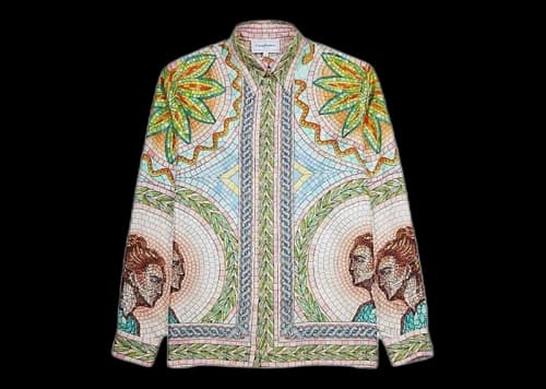 Casablanca Mosaics Grecques Silk Twill Shirt Light Pink/Green/Multi