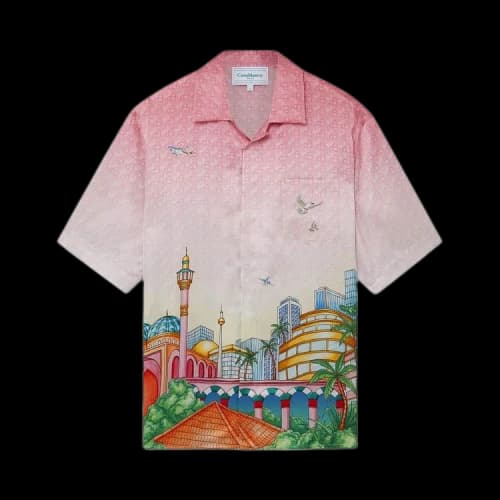 Casablanca Cuban Collar Short-Sleeve Shirt 'Morning City View'