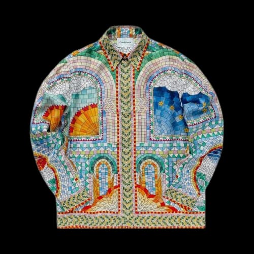 Casablanca Long-Sleeve Silk Shirt 'Mosaic De Damas'