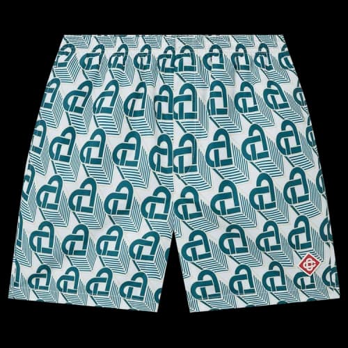 Casablanca Printed Swim Trunks 'Green Heart Monogram'