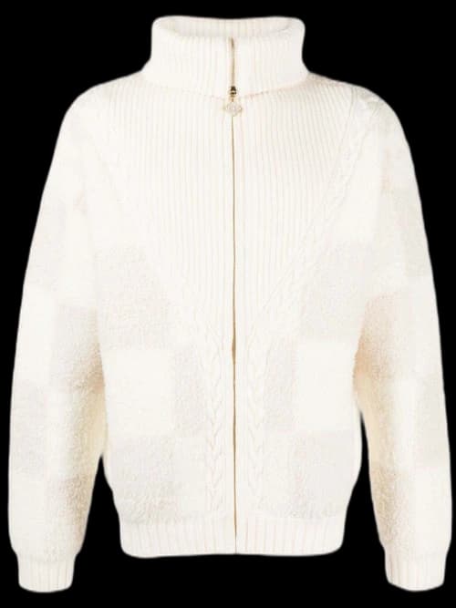 Casablanca Checked Bouclé Cardigan Light Beige