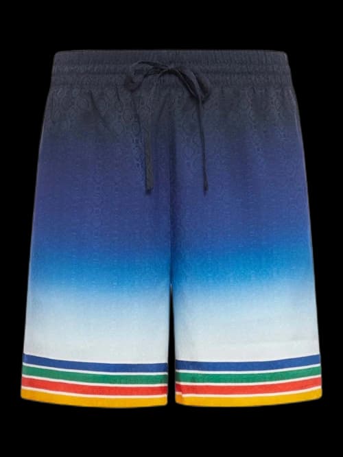 Casablanca Rainbow Monogram Silk Shorts Blue/Multi