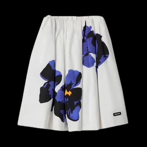 Miu Poplin And Jersey Printed Skirt 'White/Purple'